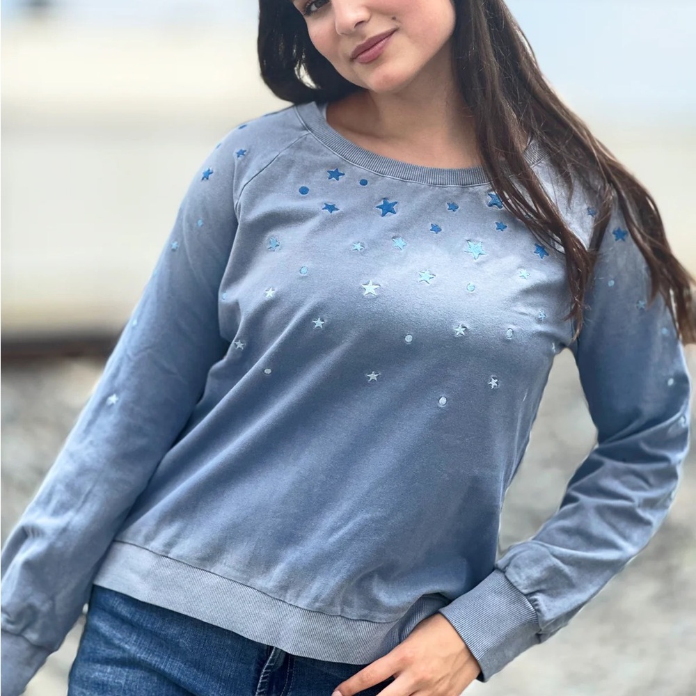 Billy T blue star embroidered sweatshirt Blue Star Pattern Sweatshirt - Picture 4 of 4